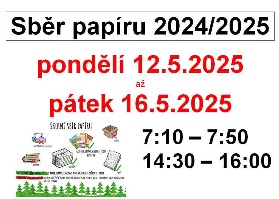 Sběr papíru 12.5.-16.5.2025